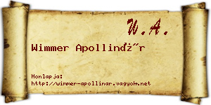 Wimmer Apollinár névjegykártya